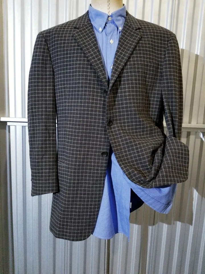 Chaqueta Blazer Abrigo Deportivo Tweed Elastizado Marrón Cuadros Armani Collezioni 54 44R De Colección Foto 2 de 4