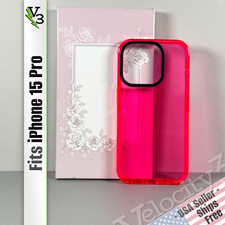 Case for iPhone 15 Pro - Fluorescent Hot Pink  Slim  Flexible Gel Case