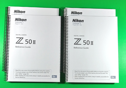Owners Reference Guide for Nikon Z50 II Camera 896 Pgs, 4 Volumes W ...