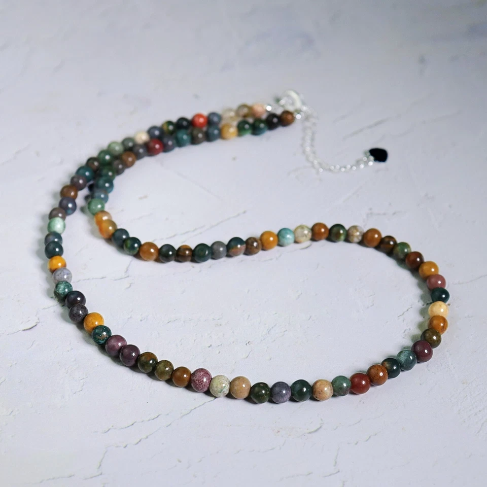 Gargantilla de ágata del océano delicadas cuentas de piedra collar arco iris cristal delicado gargantilla Foto 3 de 4