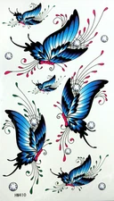 King Horse Blue Butterflies Temporary Tattoos #HM410 New Arrival!! 