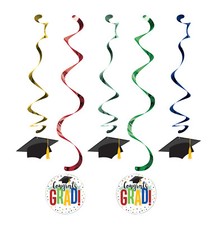 Graduation Party Decorations Hanging Mortar Board Swirl Decorations Grad x 5