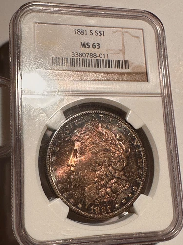 1881-S MORGAN DOLLAR / FULLY TONED WITH MIRROR LIKE FINISH BOTH SIDES / NGC MS63