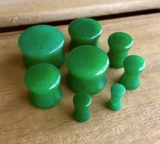 PAIR Dye Enhanced Real Green Jade Organic Stone Plugs Gauges