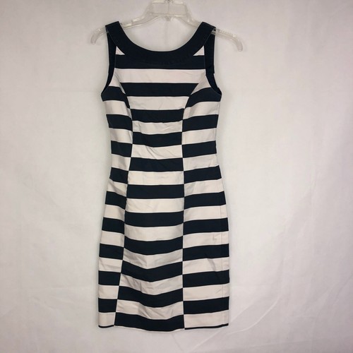 H\u0026M Navy Blue White Striped Dress Size 