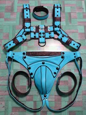 Men Bulldog Harness Leather Harness Adjustable Buckle Body Chest Harness Costume