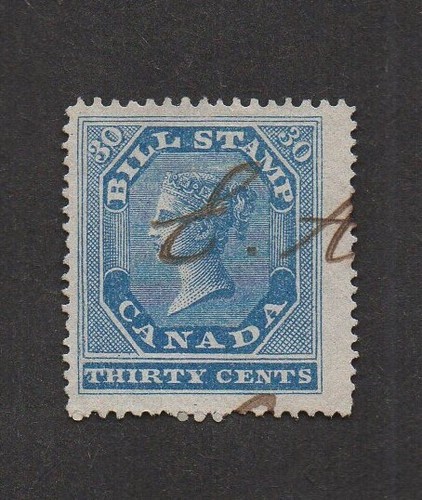 Canada Bill stamp 30 cents Queen Victoria. Used Fine-VF