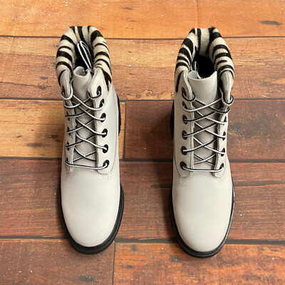 Timberland Women's Kinsley 6 In White Nubuck Zebra Print