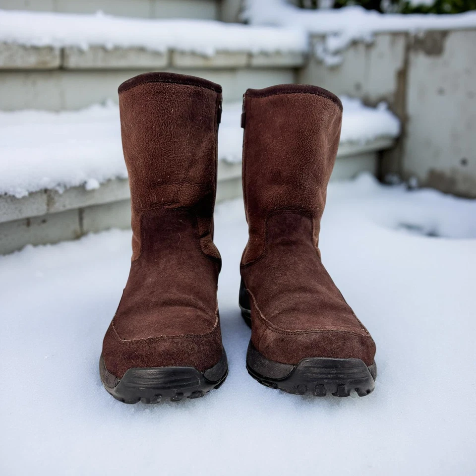 Botas de Invierno L.L.Bean Para Hombre 11M Gamuza Oscura Cuero Cremallera Lateral Modelo 05455 Agarre Foto 4 de 4