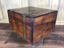 ANTIQUE WRITING SLOPE, BRASS BOUND WITH INKWELL 19thC FOR RESTORATION 