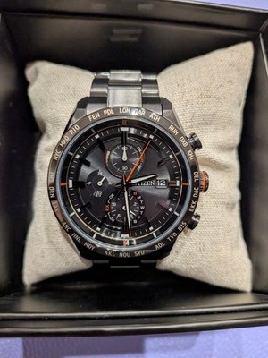 CITIZEN ATTESA AT8185-62E Black Titanium Eco-Drive Radio Watch Box Warranty