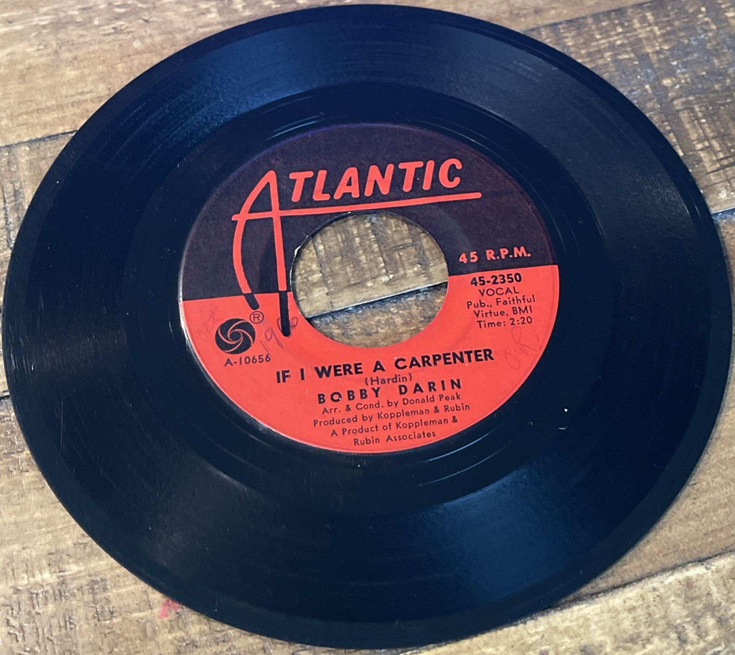 BOBBY DARIN RAININ/IF I WERE A CARPENTER 45 RPM 2350 ATLANTIC | eBay