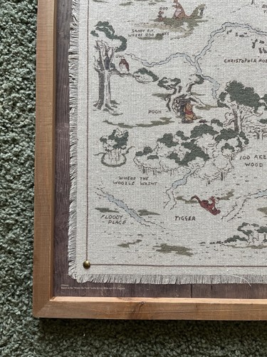 Disney Winnie The Pooh Hundred Aker Woods Map Framed Wall Art Canvas on Wood - Picture 4 of 8