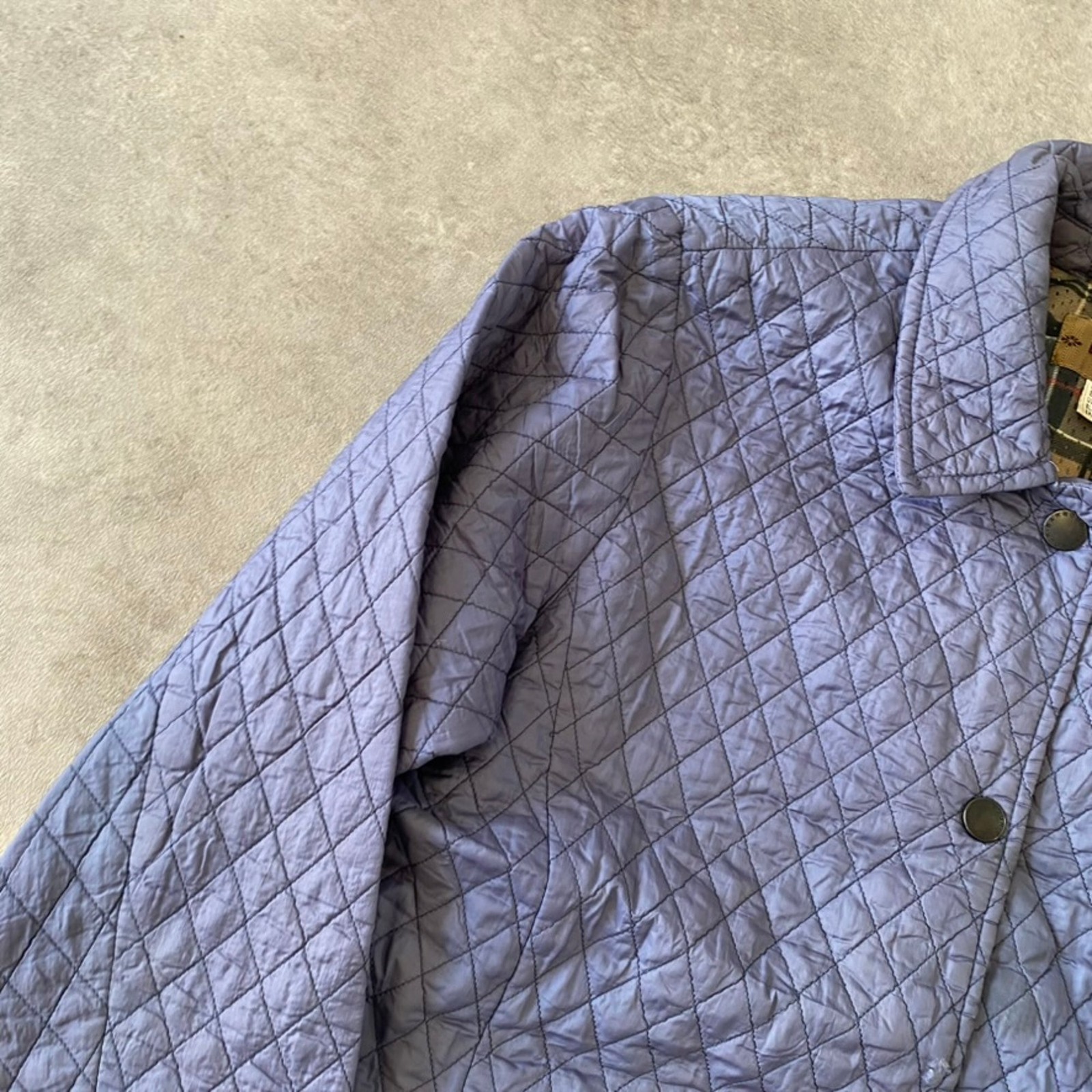 Barbour Quilted Jacket Womens UK 12 90s Diamond Padded Coat, Light Purple image 7