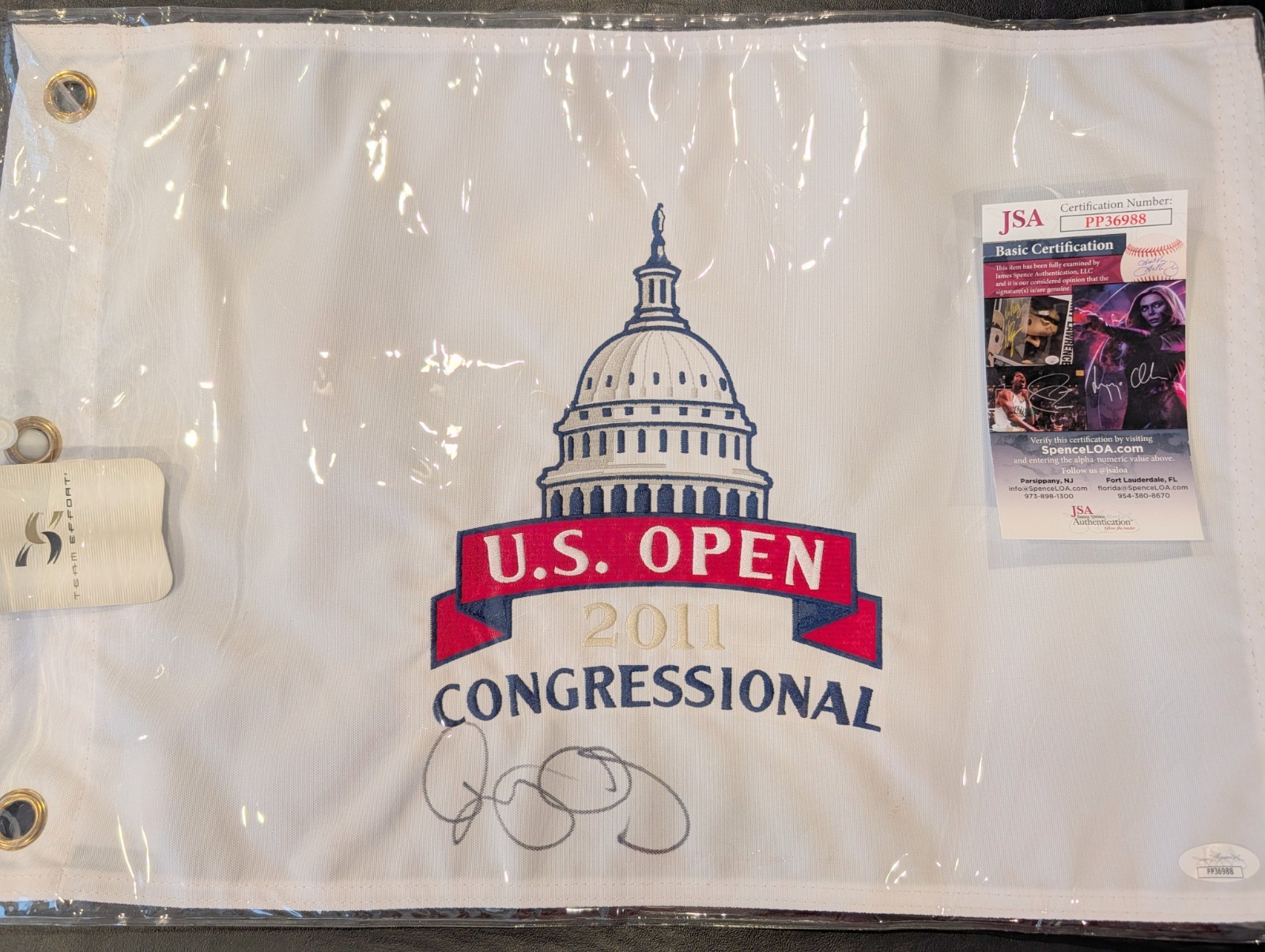 Rory McIlroy Autographed Signed 2011 US Open Embroidered Flag JSA COA 1st Major 