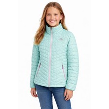 THE NORTH FACE Girls Mint Green Quilted Jacket Size M 10/12 Lightweight Puffer