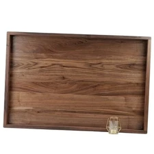 36 x 24 Inches Extra Large Rectangle Black Walnut Wood Ottoman Tray with 