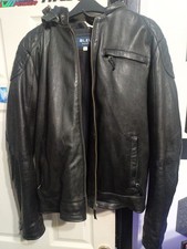 Bleu Leather Jacket Coat with Detachable Hood High Quality
