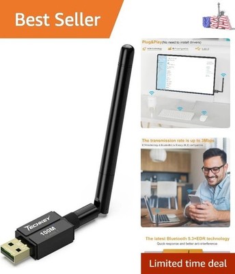 USB Bluetooth 5.3 Adapter - Fast 3Mbps Wireless Transfer for Windows PCs