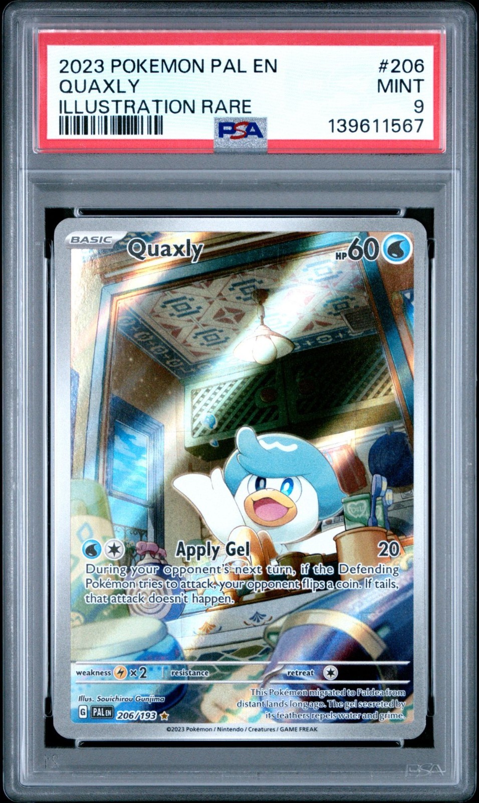 2023 POKEMON PAL EN-PALDEA EVOLVED ILLUSTRATION RARE #206 QUAXLY PSA 9