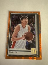 2025-26 Panini Donruss Zhou Qi ORANGE EXPLOSION PRIZM Rookie Card 89/99. rookie card picture