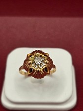 Bague ancienne or jaune et blanc 750/1000 (18 carats)+diamant