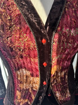 Vintage 90S Alberto Makali Velvet Jacket, cardigan, sweater, tweed Sz M  