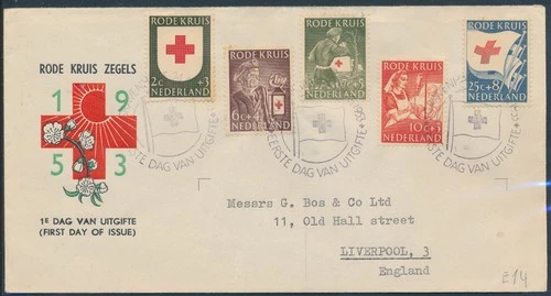 LS74653 Netherlands 1953 red cross FDC used