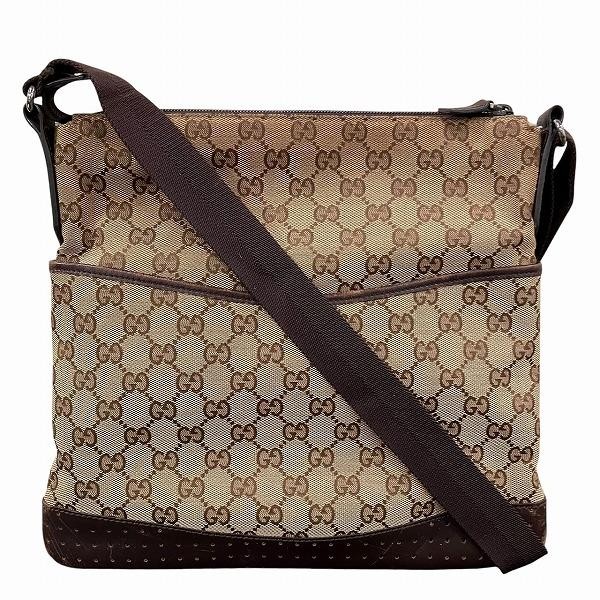 Borsa a tracolla Gucci Gg in tela beige marrone pelle vintage autentica