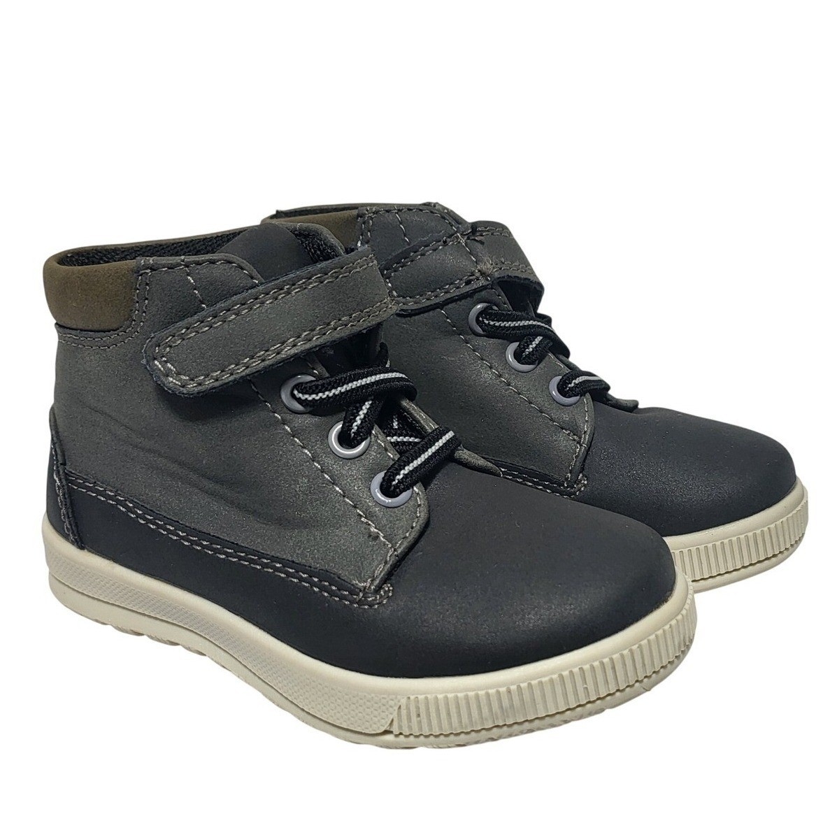 Deer Stags Kids Niles Boots Size 7TM Black Gray Hook and Loop Ankle Boots