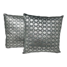 Dekokissen 2-er Set Raute Blue Silver 40x40 cm mit Füllung Zierkissen Sofakissen