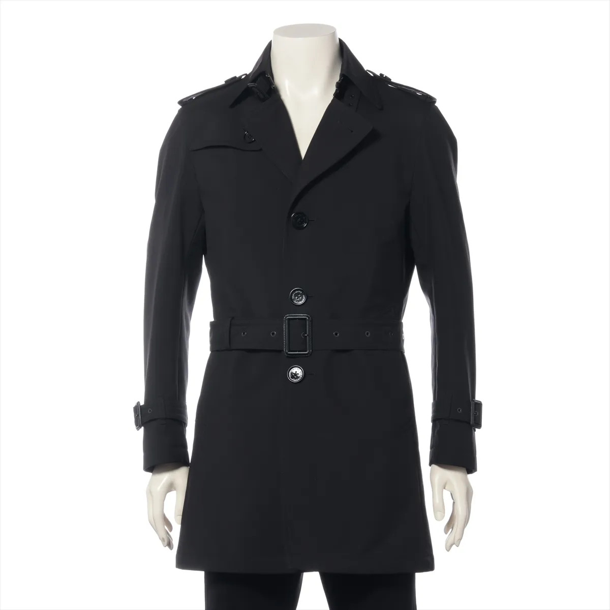 BURBERRY BLACK LABEL Polyester Trench Coat M Men's Black Lined  D1A14-803-09 col