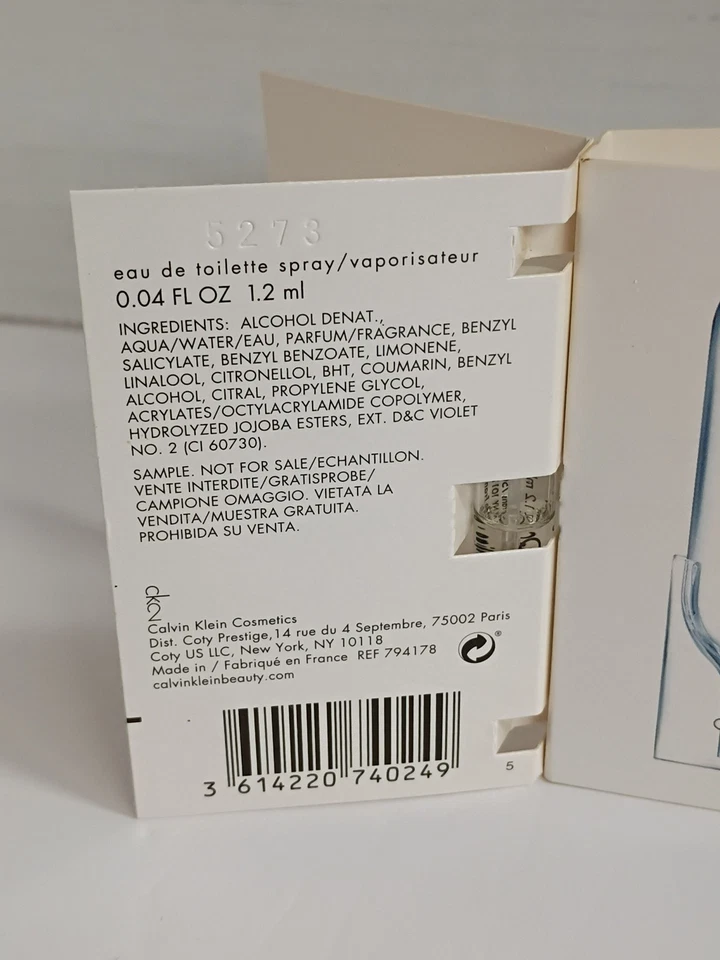 Lote de 2 - CK2 Calvin Klein Eau De Toilette Muestra Spray Vial 0.04 Fl OZ 1.2 ML Foto 3 de 4
