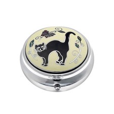 Pill Box Silver Plated Black Cat Tail Up Kitten Design Brand New and Boxed