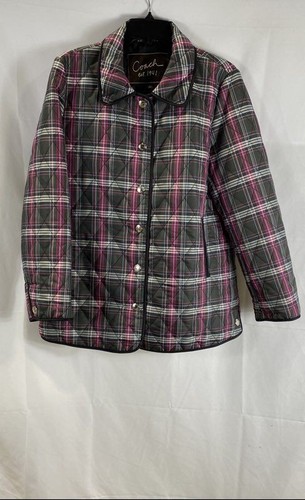 Coach Damen mehrfarbig kariert Knopf gesteppt Oberbekleidung Jacke Medium Größe M
