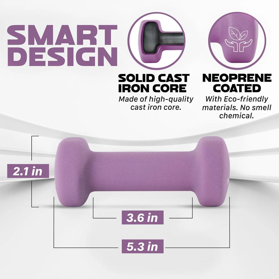 Juegos de 2 pesas manuales con mancuernas recubiertas de neopreno - opción de peso múltiple Foto 2 de 4