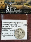 1925 Standing Liberty Quarter VG. Variety II .18084 Ounce Pure Silver. CU13