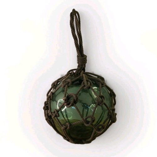 Vintage Green Blown Glass Japanese Fishing Net Float Bouy