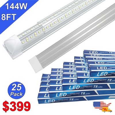 8 Ft V Shaped Led Shop Light 25 Pack 144W 6500K 18000Lms Garage Lighting Fixture