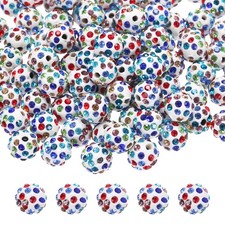 50pcs 10mm Multicolor Rhinestone Polymer Fancy Beads for DIY Jewelry Making