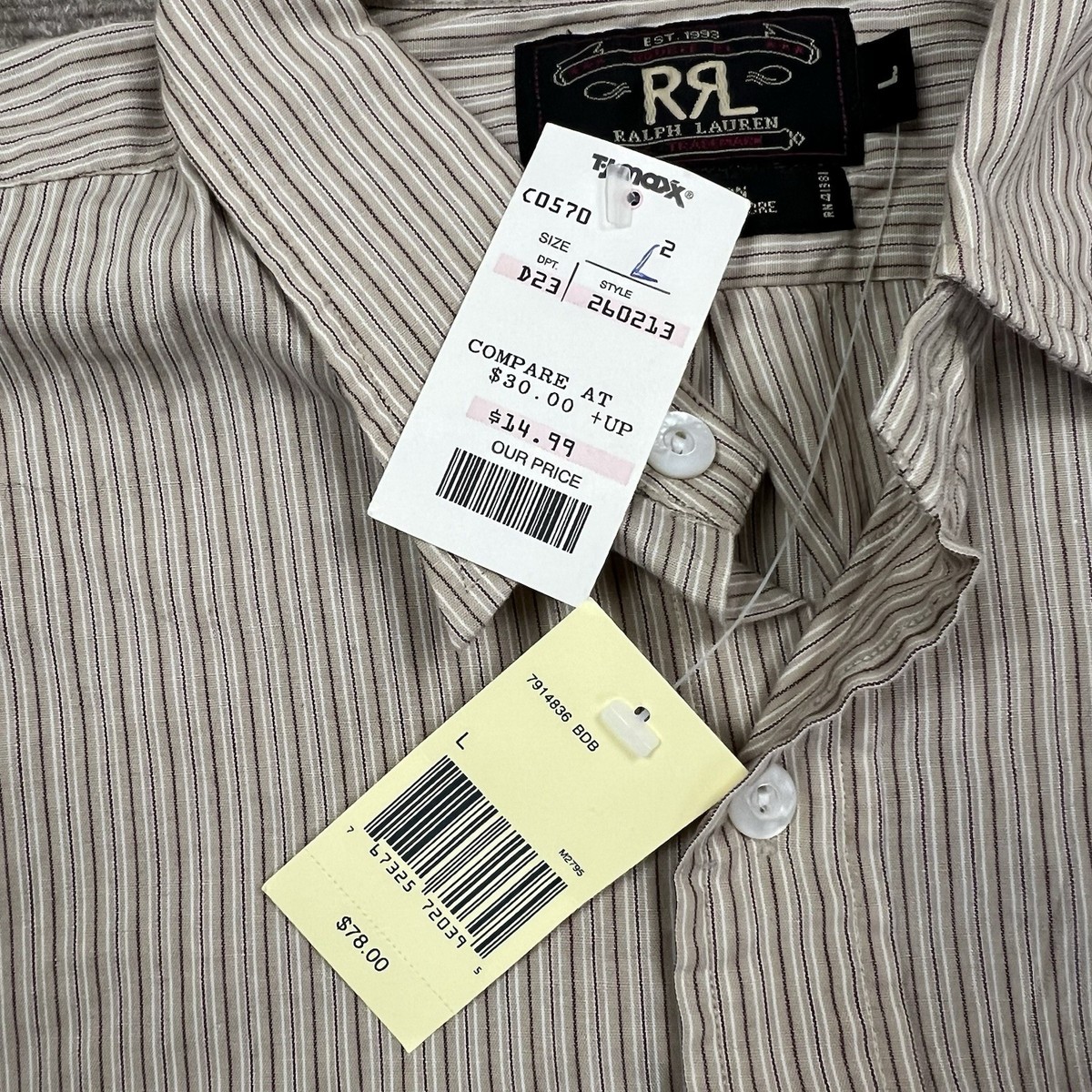 Vintage 90s Ralph Lauren RRL Double RL Striped Button Up Dress
