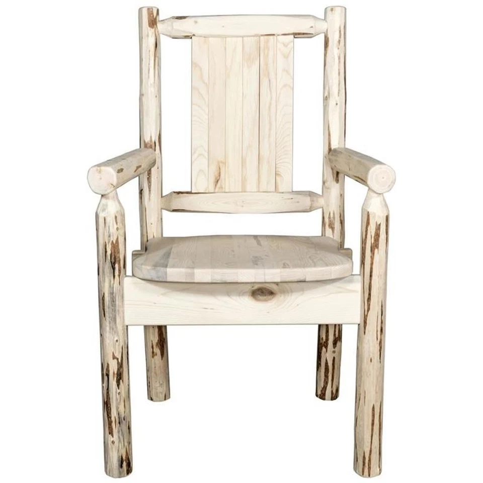 Капитанский стул Montana Woodworks из натурального дерева с гравировкой в виде сосны - Изображение 3 из 4