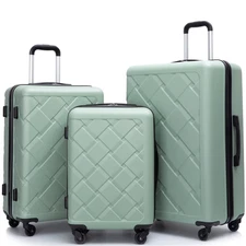 3 Piece Hardside Luggage Sets, Hardshell Suitcase with Lightweight Durable,green