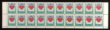 US Stamp Scott #2618, 29c, Love Issue, Heart / Envelope 2x10 Block (20 Stamps)