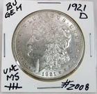 1921-D  MORGAN SILVER DOLLAR FROM ORIGINAL BANK BAG GEM BU US MINT #2008 - 2