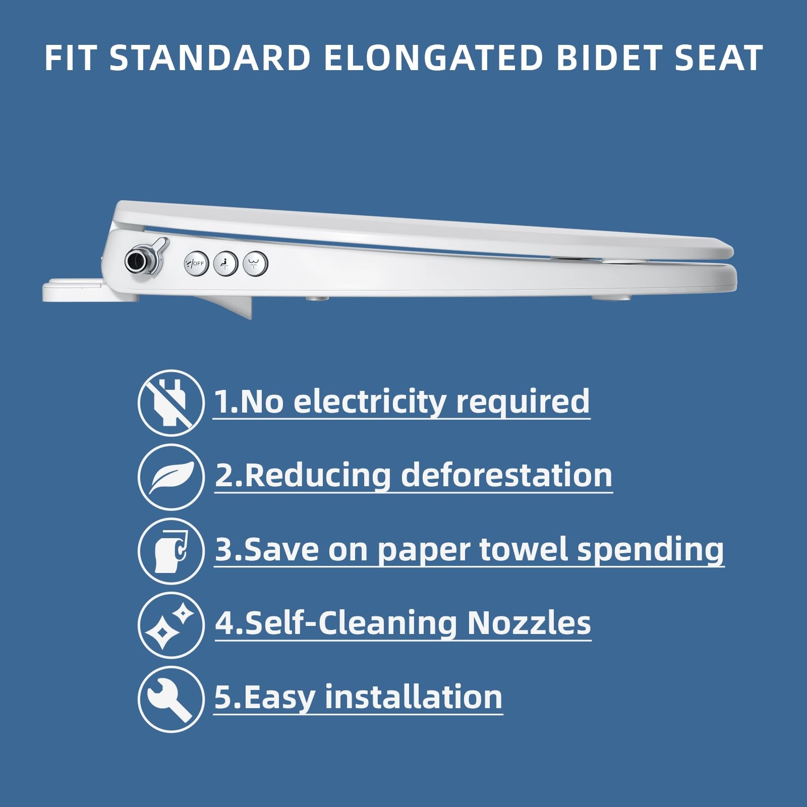 Clirass Bidet Toilet Seat, Soft Close Elongated Toilet Seat, Button control F...