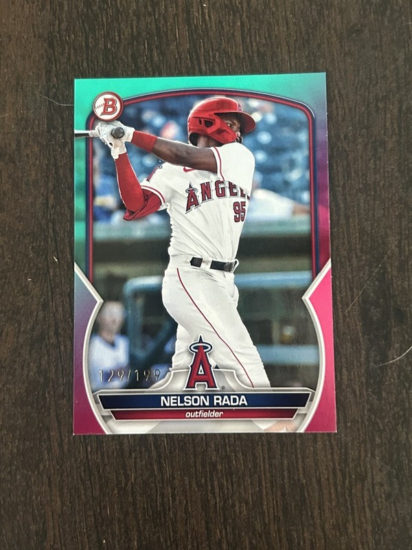 Nelson Rada 2023 Bowman Draft #BD-81 Aqua/Pink Gradient /199 Los Angeles Angels