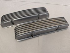 Pair Cal Custom Aluminum 6 Finned Valve Covers Sb Chevy Staggered Pattern