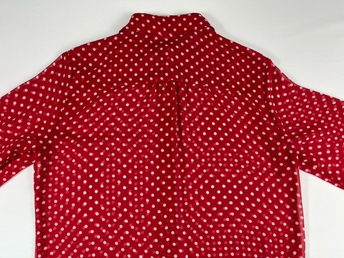 Sheer Retro Romantic Chicos Size 0 Small Red & White Polka Dot 3/4 Sleeve Blouse - Picture 8 of 12