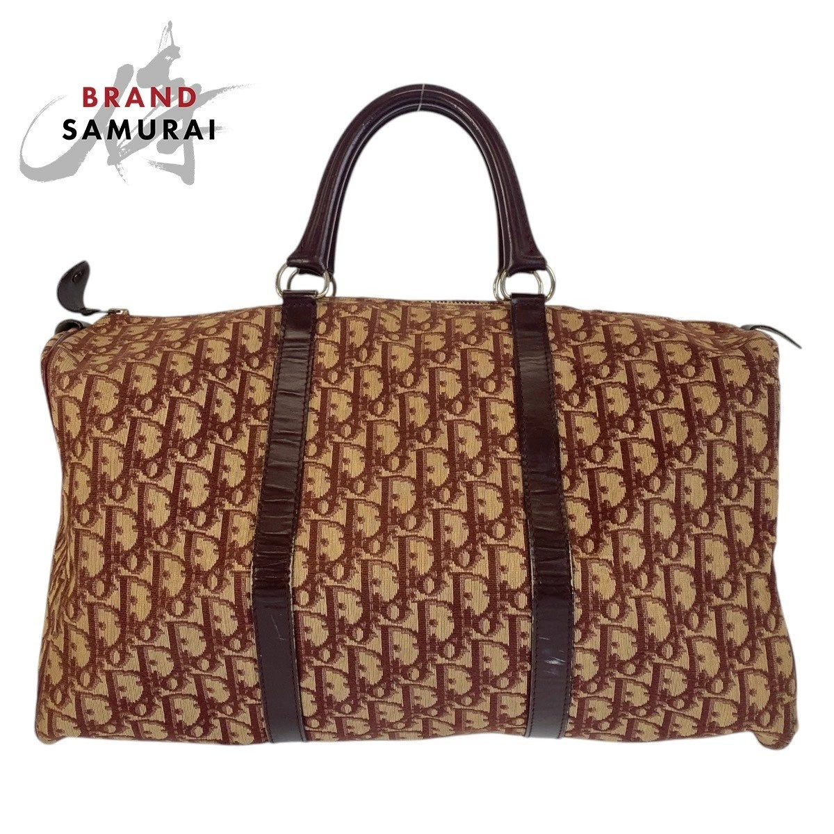 Sac à main Christian Dior Trotter rouge beige toile cuir sac Boston femme 500860
